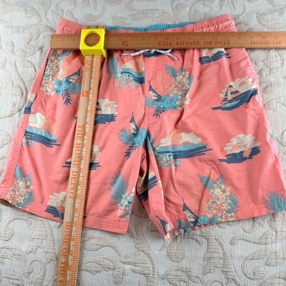Goodfellow & Co Mens Pink Tropical Sailboat Flamingo Swim Trunks Size M